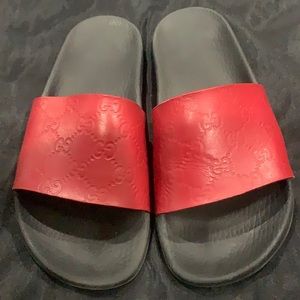 Gucci Women's Red Embossed Sandals